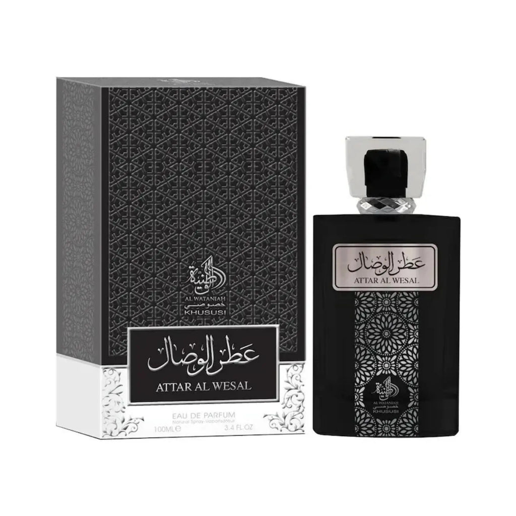 Al Wataniah Attar Al Wesal オードパルファム 100ml/3.4fl.oz. - 香水ボトルと豪華なパッケージボックス、ロゴ入り - ボトルとボックス