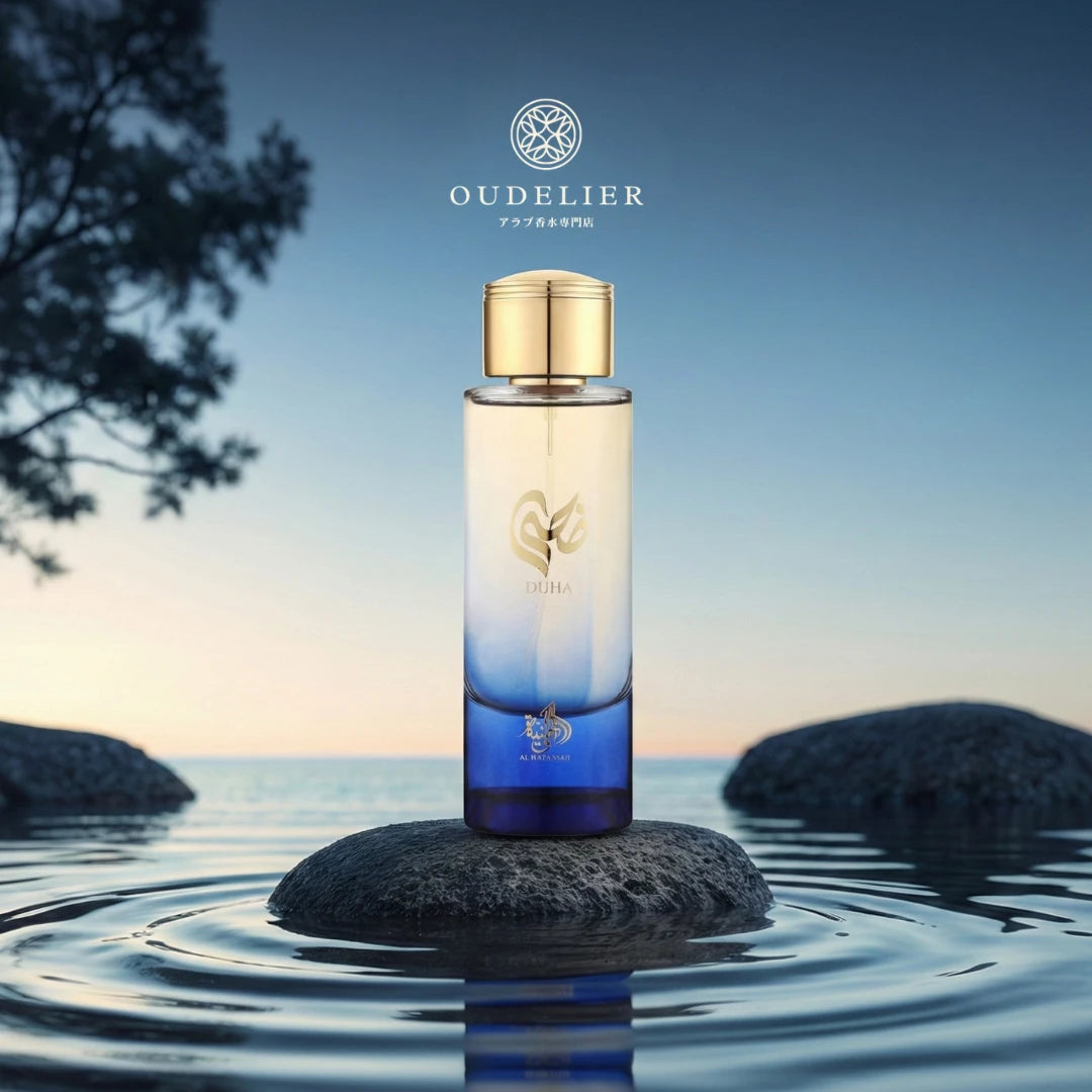 Al Wataniah Duha オードパルファム 100ml/3.4fl.oz. - シネマティック撮影、豪華な照明と背景、プロダクト撮影 - シネマティック撮影