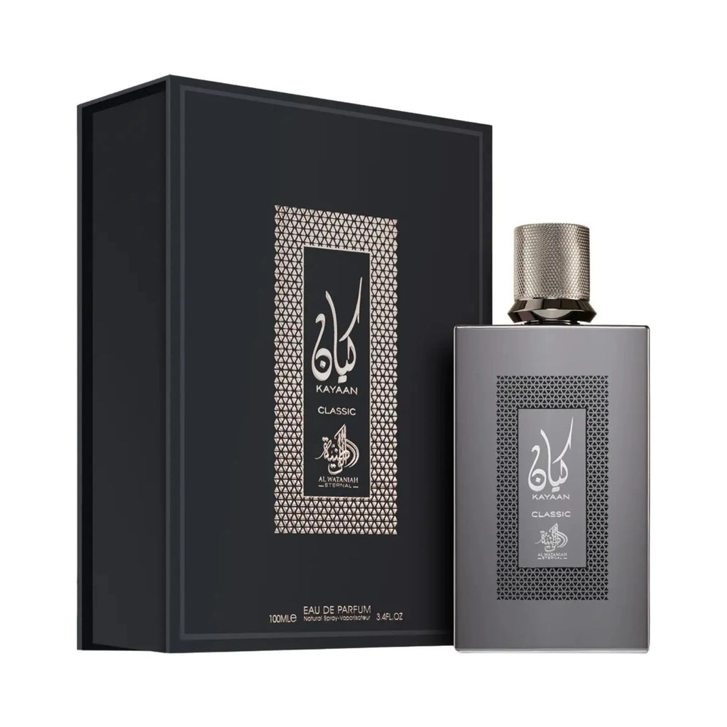 Al Wataniah Kayaan Classic オードパルファム 100ml/3.4fl.oz. - 香水ボトルと豪華なパッケージボックス、ロゴ入り - ボトルとボックス