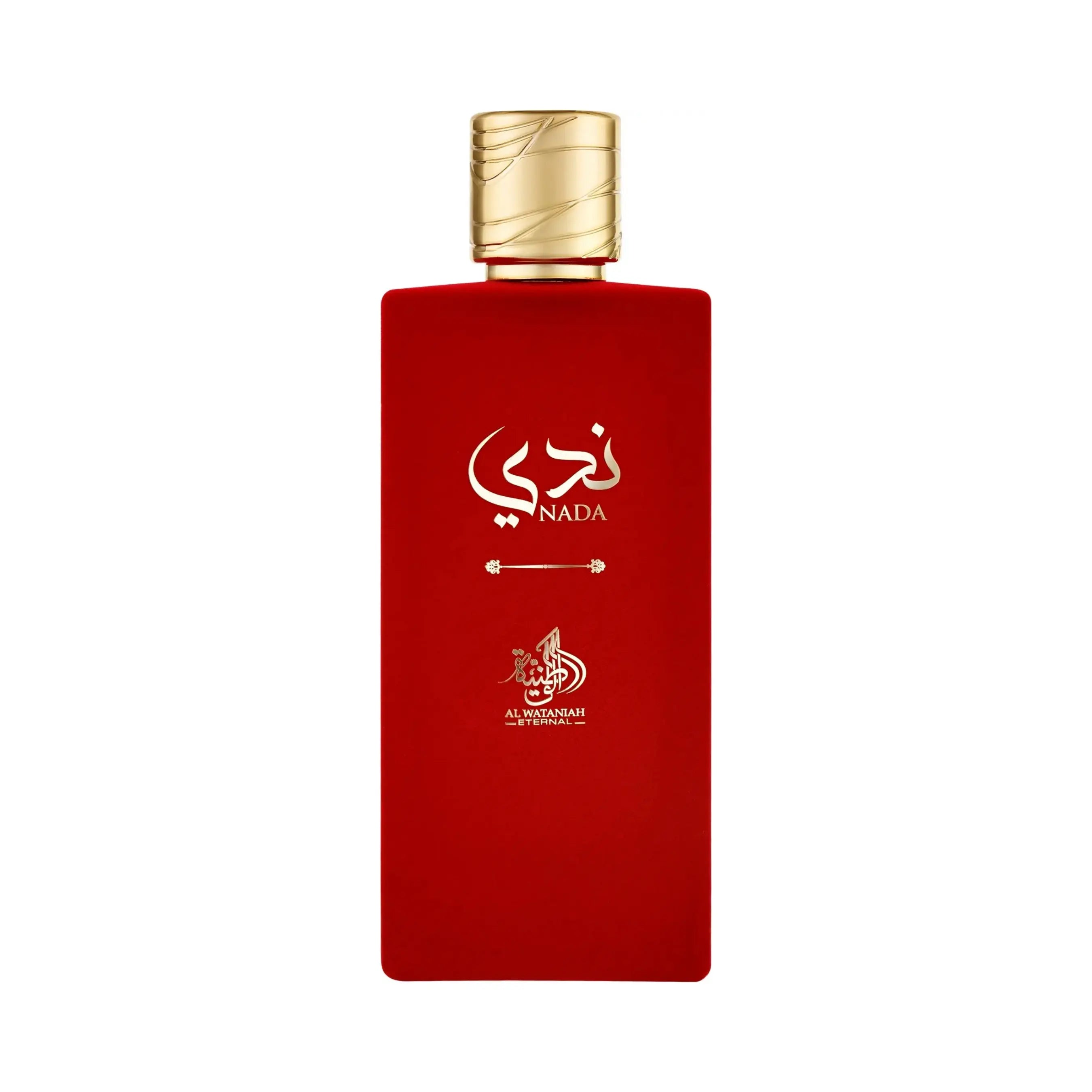 Al Wataniah Nada オードパルファム 100ml/3.4fl.oz. - 高級アラビア香水のボトル、エレガントなデザイン、白い背景 - ボトルのみ