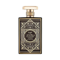 Al Wataniah Oud Mystery Intense オードパルファム 100ml/3.4fl.oz. - 高級アラビア香水のボトル、エレガントなデザイン、白い背景 - ボトルのみ