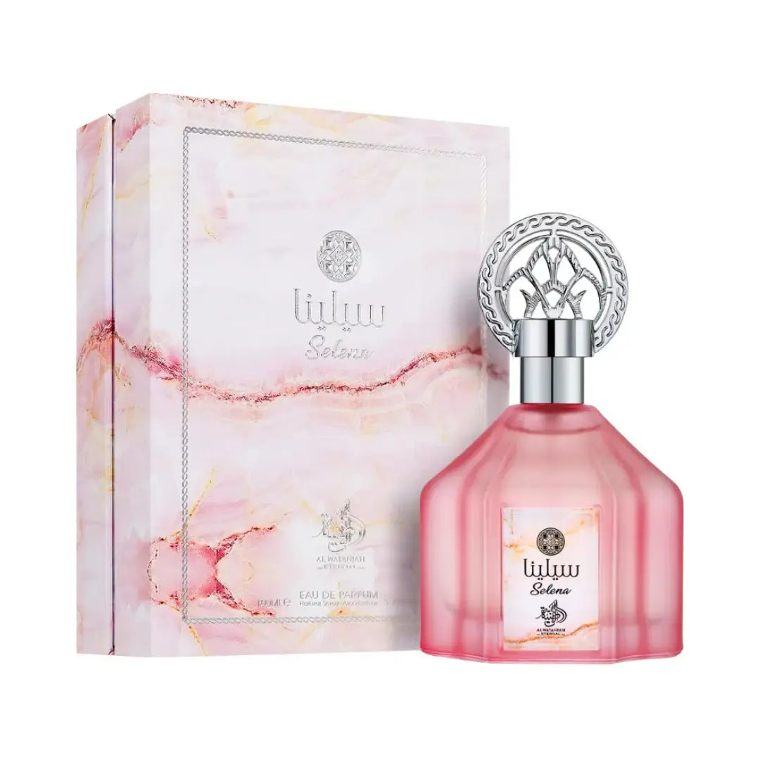 Al Wataniah Selena オードパルファム 100ml/3.4fl.oz. - 香水ボトルと豪華なパッケージボックス、ロゴ入り - ボトルとボックス