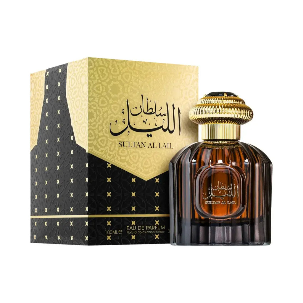 Al Wataniah Sultan Al Lail オードパルファム 100ml/3.4fl.oz. - 香水ボトルと豪華なパッケージボックス、ロゴ入り - ボトルとボックス