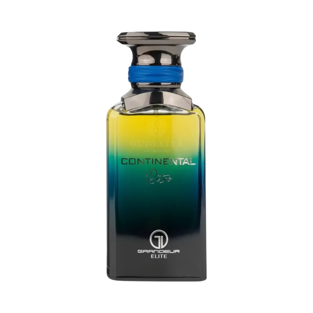 Grandeur Continental Retro オードパルファム 100ml/3.4fl.oz. - 高級アラビア香水のボトル、エレガントなデザイン、白い背景 - ボトルのみ