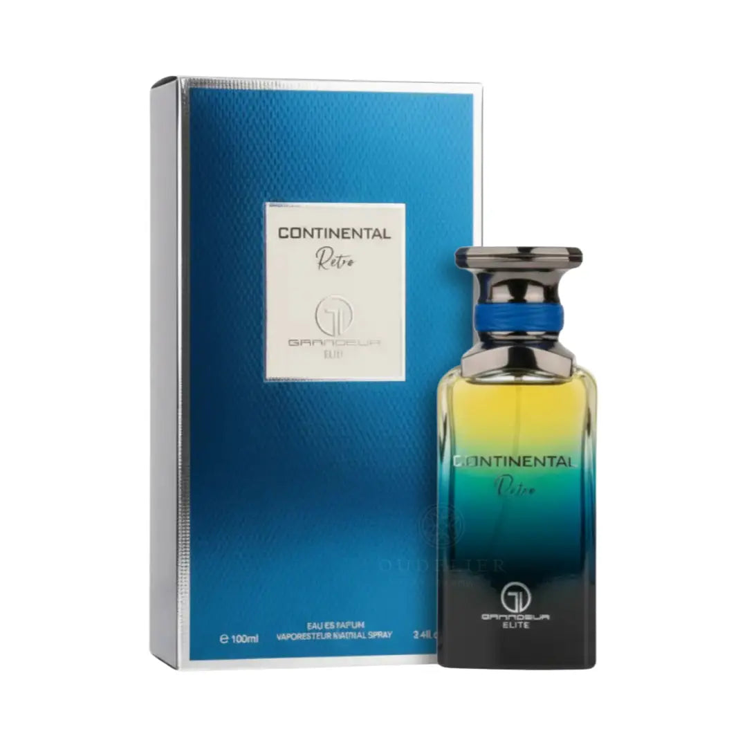 Grandeur Continental Retro オードパルファム 100ml/3.4fl.oz. - 香水ボトルと豪華なパッケージボックス、ロゴ入り - ボトルとボックス