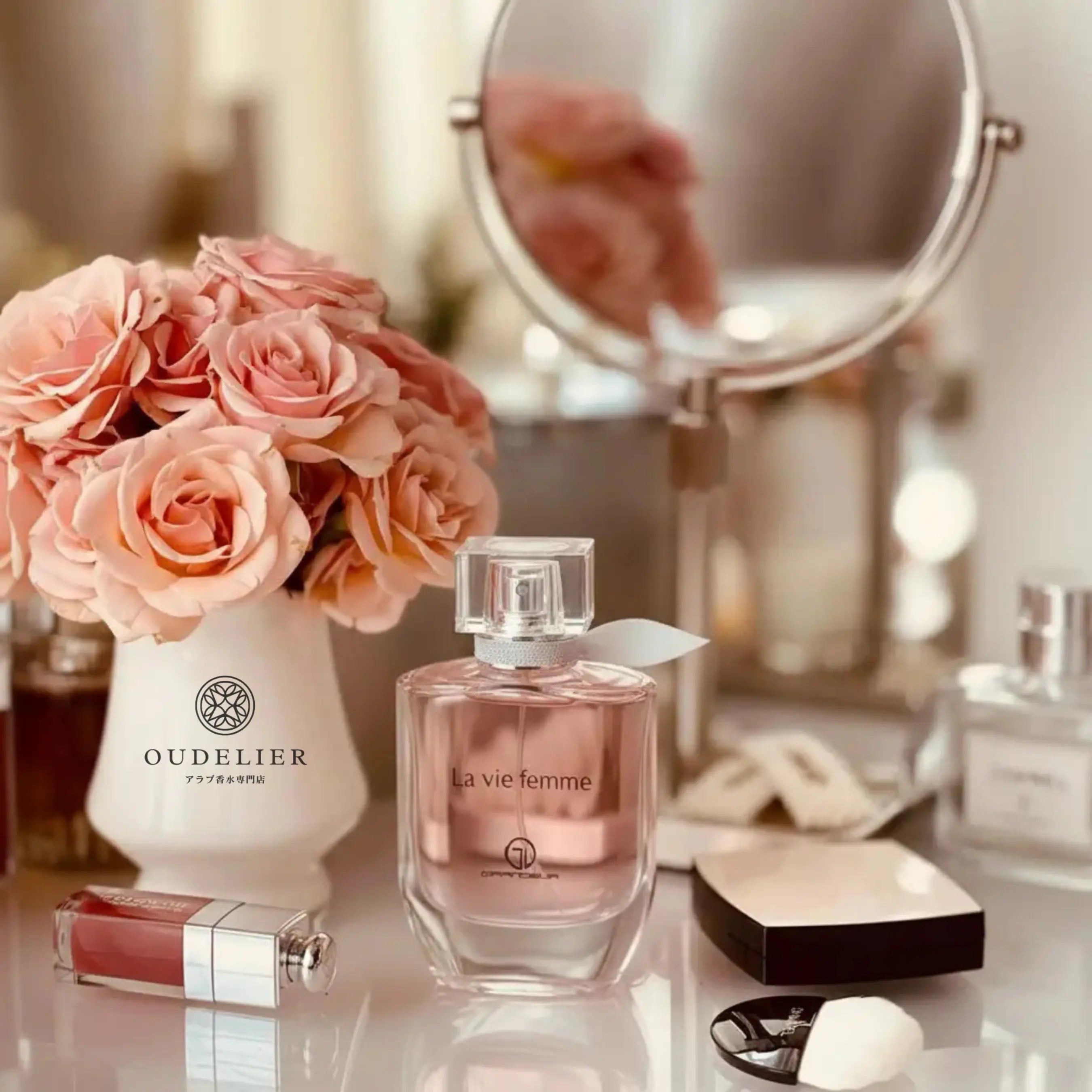 Grandeur La Vie Femme オードパルファム 100ml/3.4fl.oz. - シネマティック撮影、豪華な照明と背景、プロダクト撮影 - シネマティック撮影