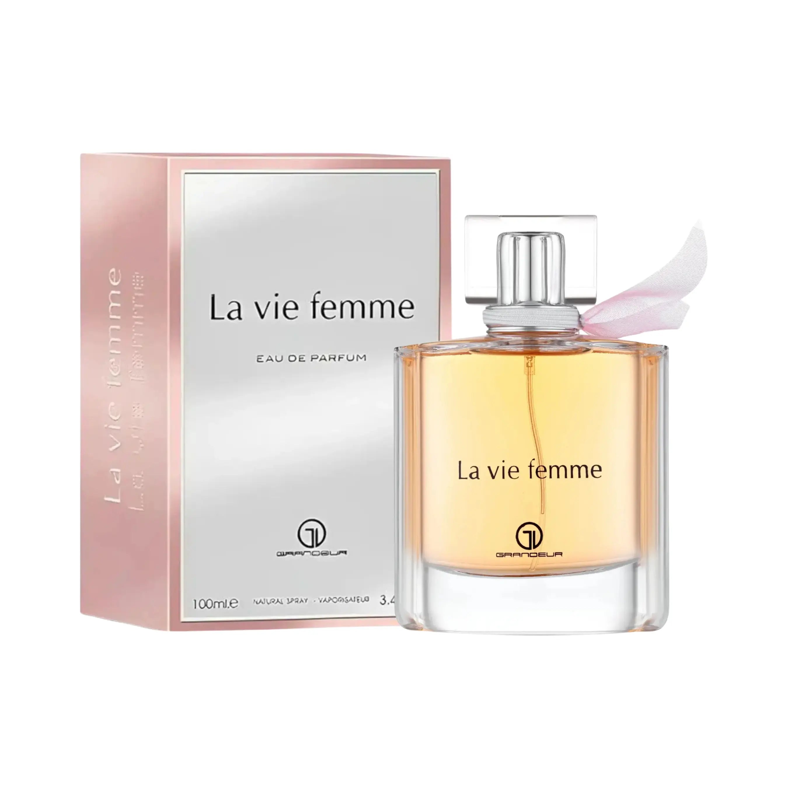 Grandeur La Vie Femme オードパルファム 100ml/3.4fl.oz. - 香水ボトルと豪華なパッケージボックス、ロゴ入り - ボトルとボックス