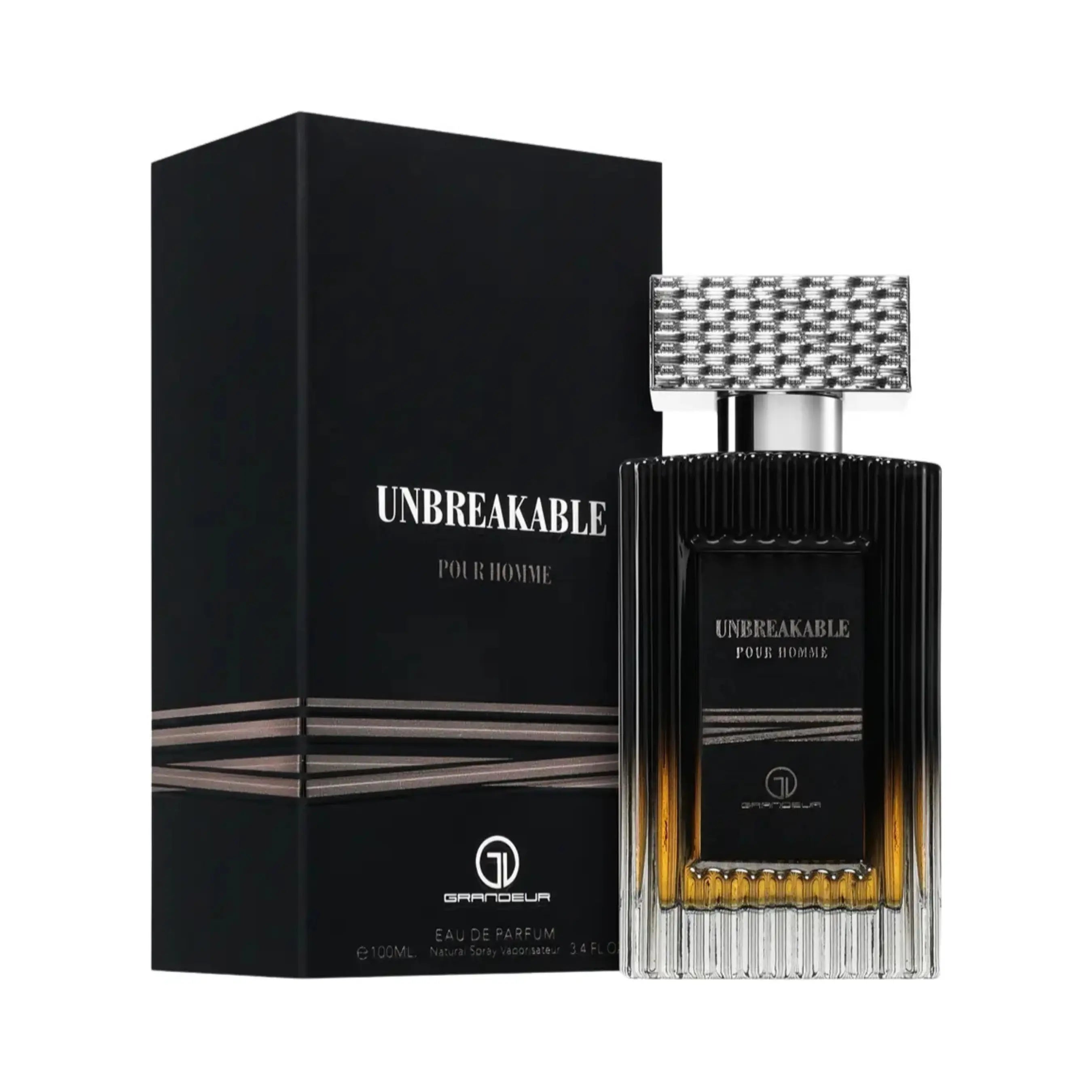 Grandeur Unbreakable オードパルファム 100ml/3.4fl.oz. - 香水ボトルと豪華なパッケージボックス、ロゴ入り - ボトルとボックス
